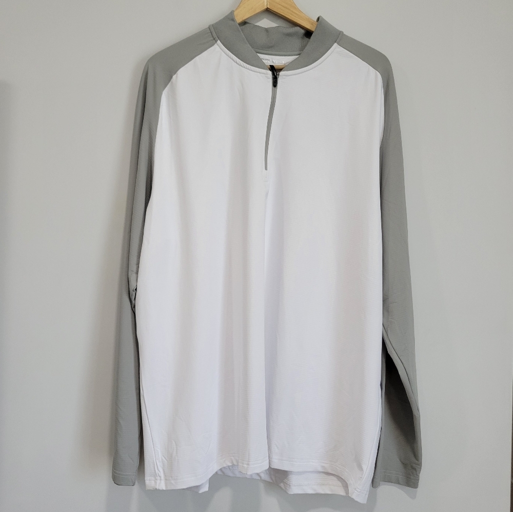 Michel Rouen Men's Performance White and Gray Quarter-Zip Pullover Size XL - Picture 3 of 10